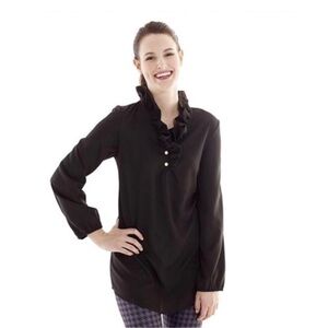 Mud Pie Whitney Tunic, ruffle neck, size small